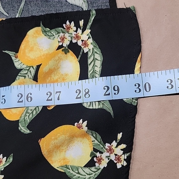 H&M Divided Size 6 Midi Black with Lemons Skirt, Side Slit and Buttons, EUC - Picture 9 of 14